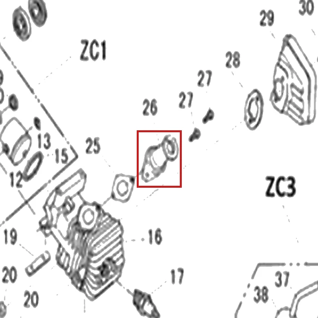 Tub racord motoferastrau RURIS 142, pozitia 26 pe plansa