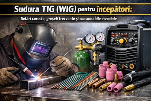 Sudura TIG (WIG) pentru începători: setări corecte, greșeli frecvente și consumabile esențiale